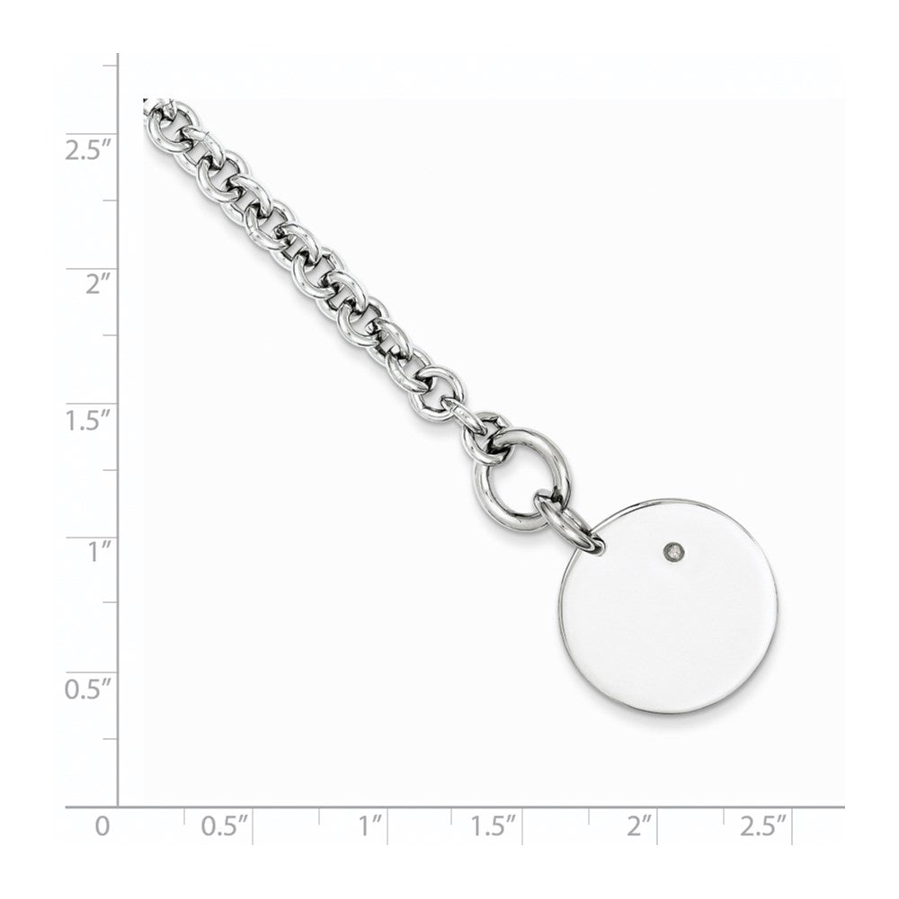 Sterling Silver Rhodium-plated .03ct Diamond Disc Bracelet QG1498-7.5