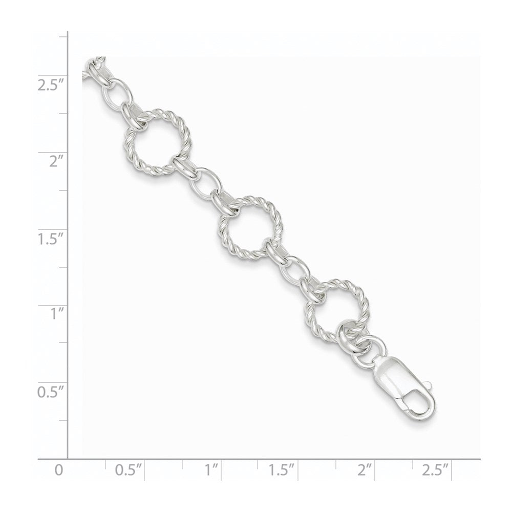 Sterling Silver Twist Circle Link Bracelet QG1527-7.25