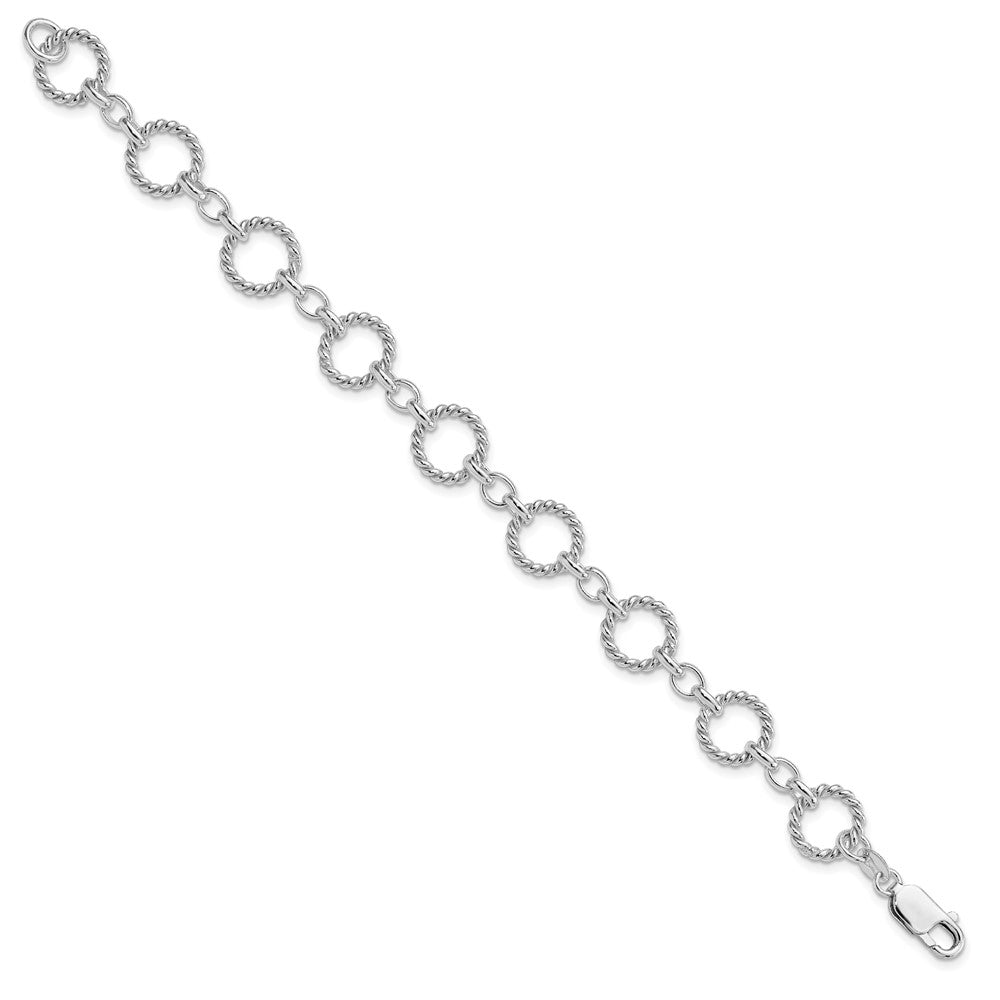 Sterling Silver Twist Circle Link Bracelet QG1527-7.25