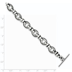 Sterling Silver Antiqued Fancy Link Bracelet QG1612-7.5
