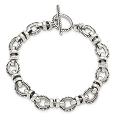 Sterling Silver Antiqued Fancy Link Bracelet QG1612-7.5