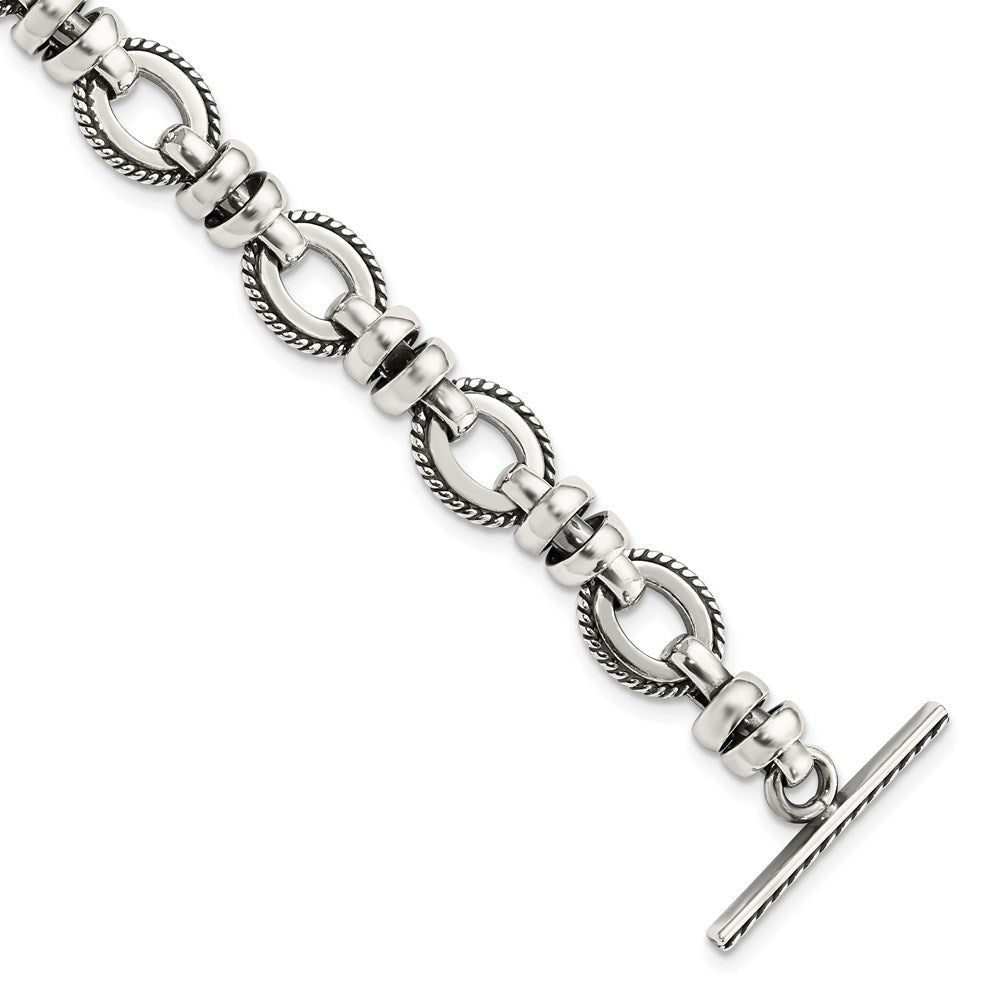 Sterling Silver Antiqued Fancy Link Bracelet QG1612-7.5