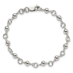 Sterling Silver Beaded Fancy Link Bracelet QG1628-7