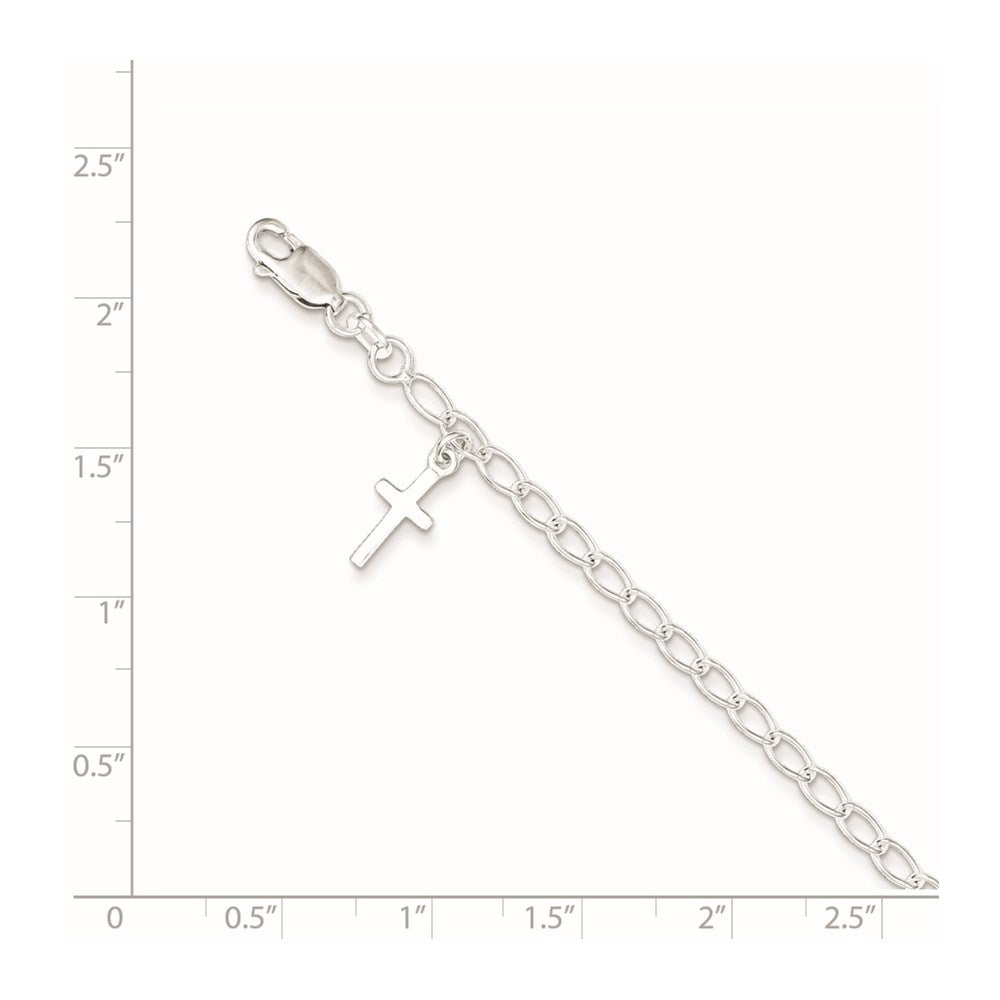 Sterling Silver Polished Latin Cross Charm with 1in Ext. Children's Bracele QG1658-6