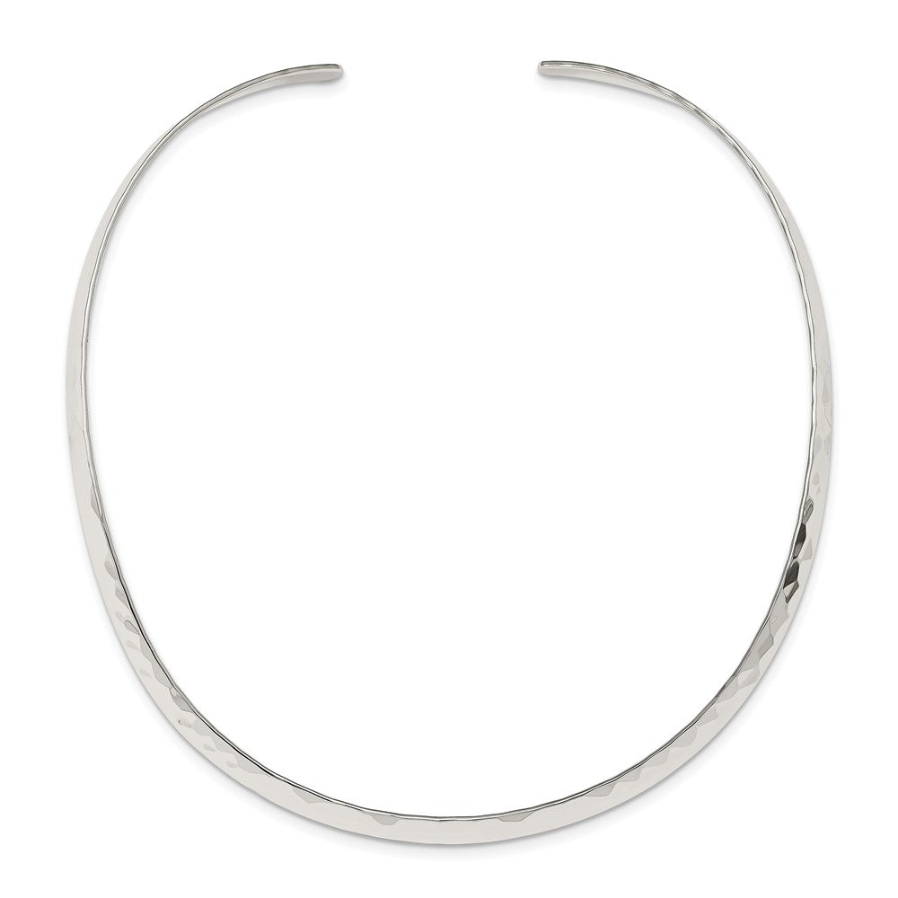 Sterling Silver Polished Hammered 6mm Neck Collar QG1741