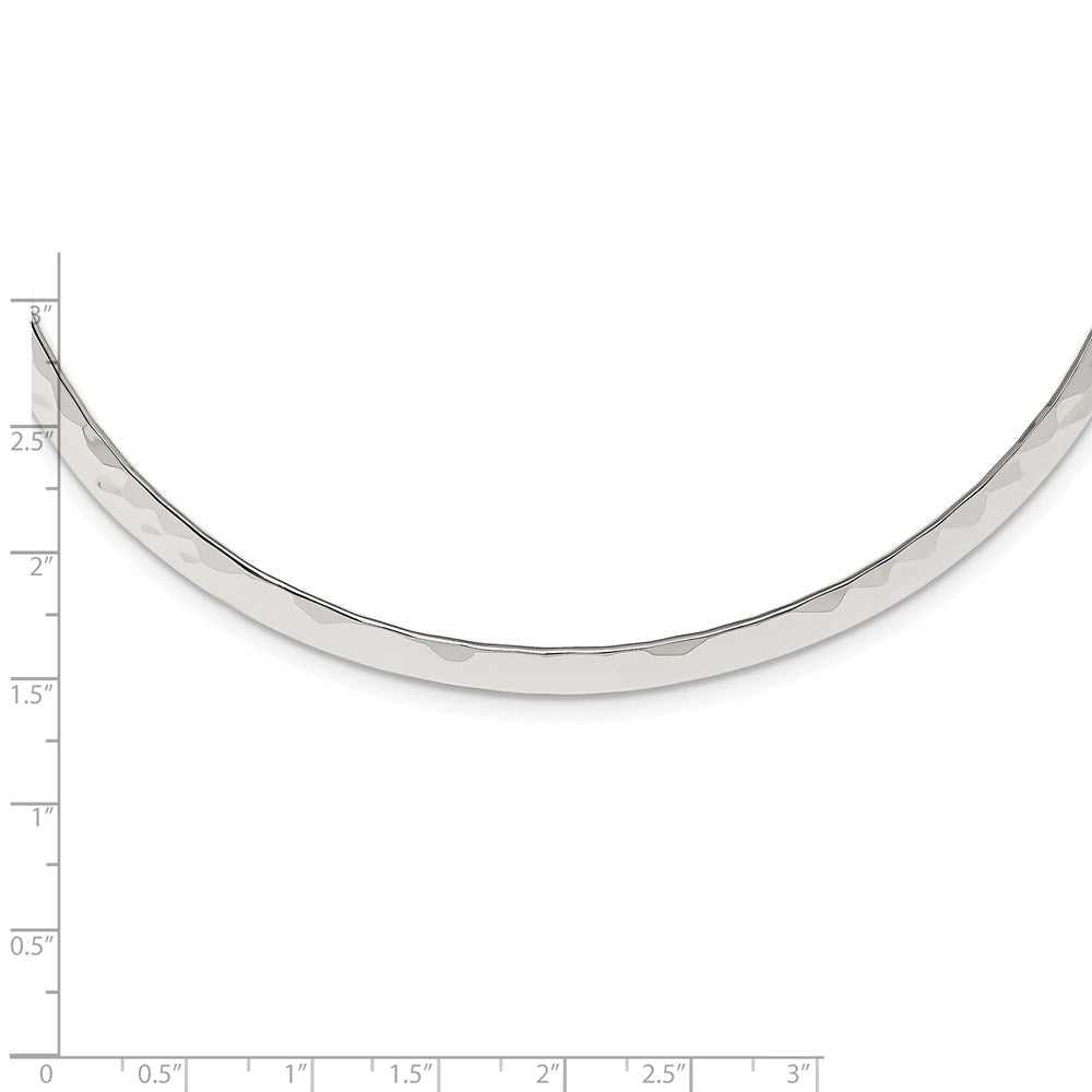 Sterling Silver Polished Hammered 6mm Neck Collar QG1741