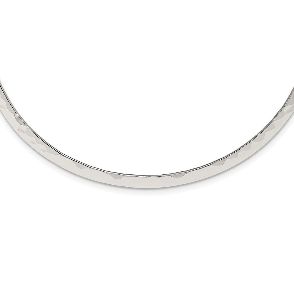 Sterling Silver Polished Hammered 6mm Neck Collar QG1741