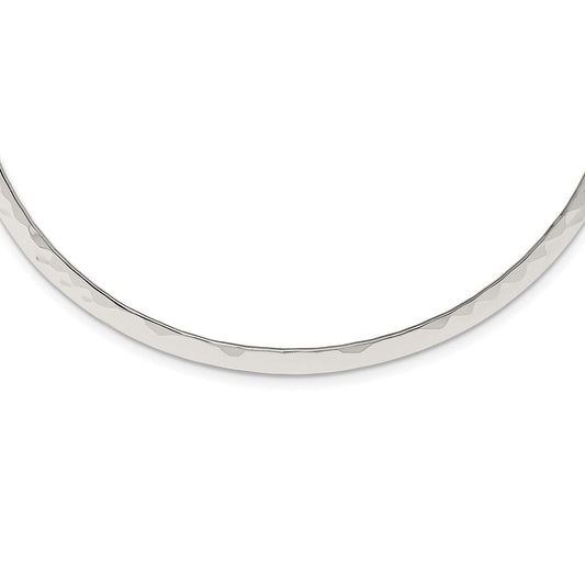 Sterling Silver Polished Hammered 6mm Neck Collar QG1741