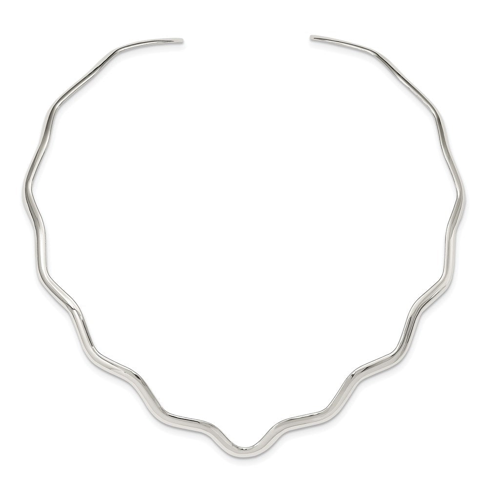 Sterling Silver Wavy V-Shape Neck Collar QG1750