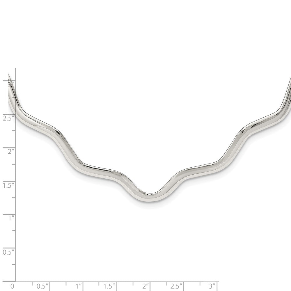 Sterling Silver Wavy V-Shape Neck Collar QG1750