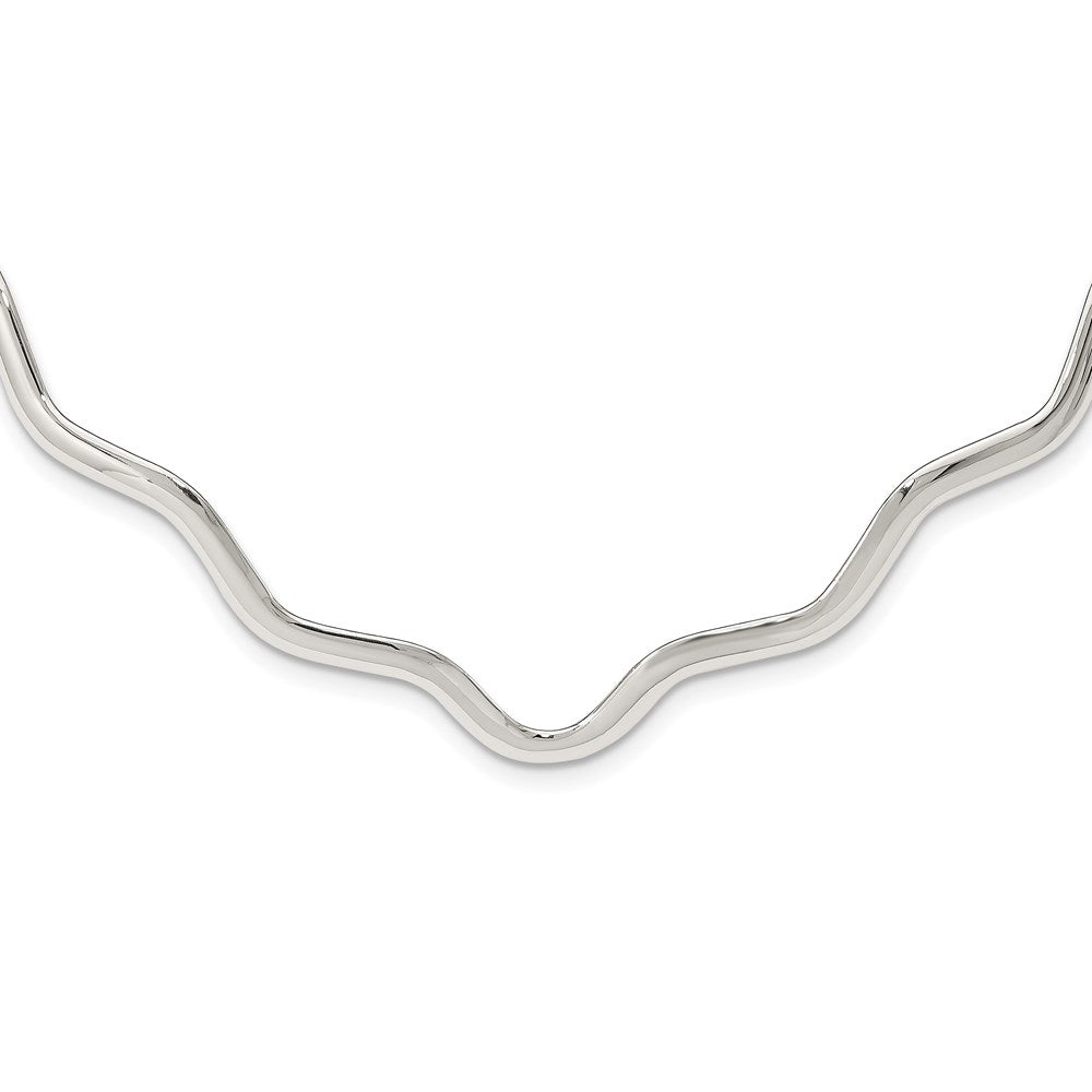 Sterling Silver Wavy V-Shape Neck Collar QG1750