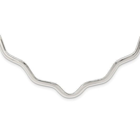 Sterling Silver Wavy V-Shape Neck Collar QG1750