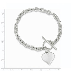 Sterling Silver Engraveable Heart Toggle Bracelet QG2170-8