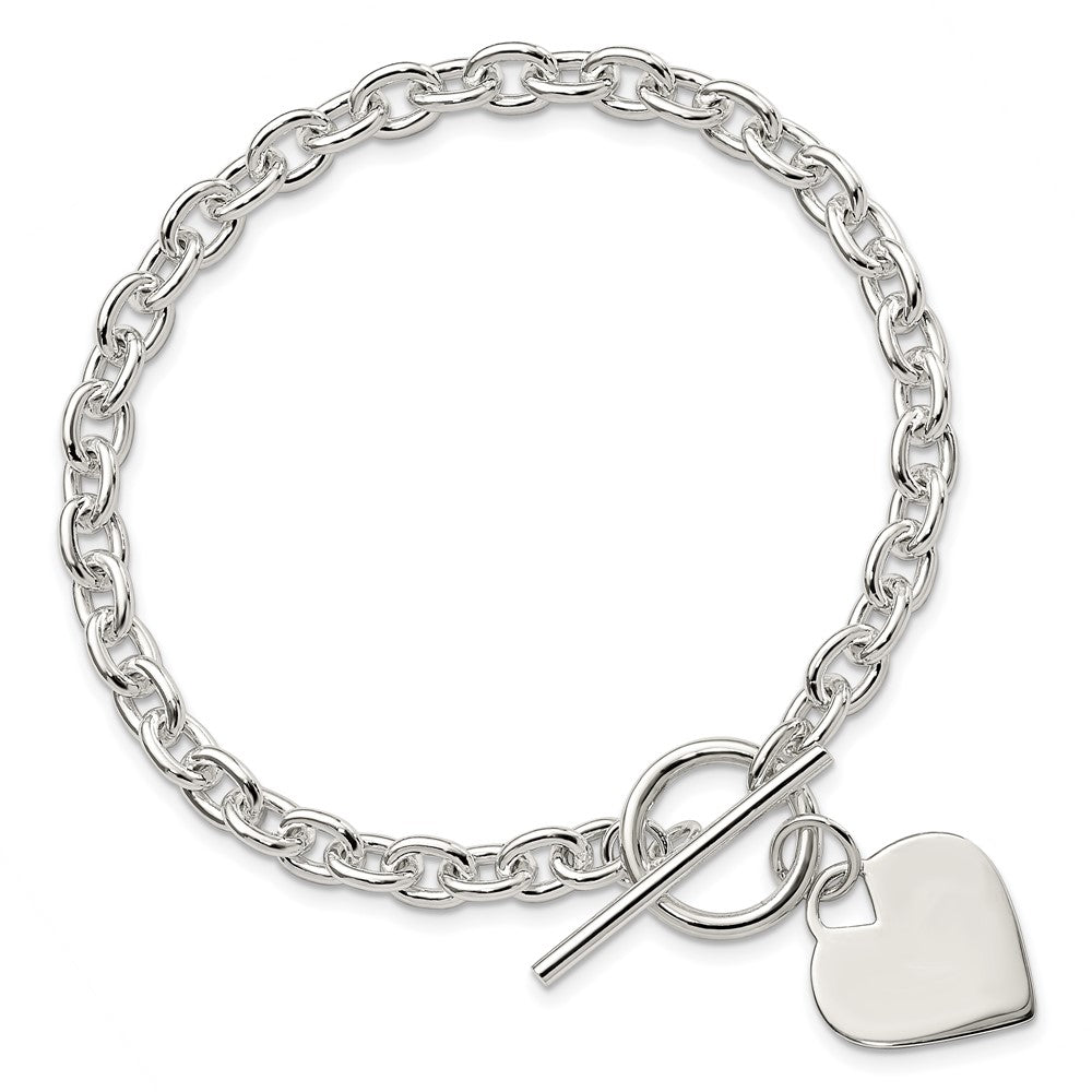 Sterling Silver Engraveable Heart Toggle Bracelet QG2170-8
