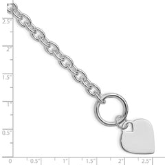 Sterling Silver Rhodium-plated Heart Toggle Bracelet QG2170R-8