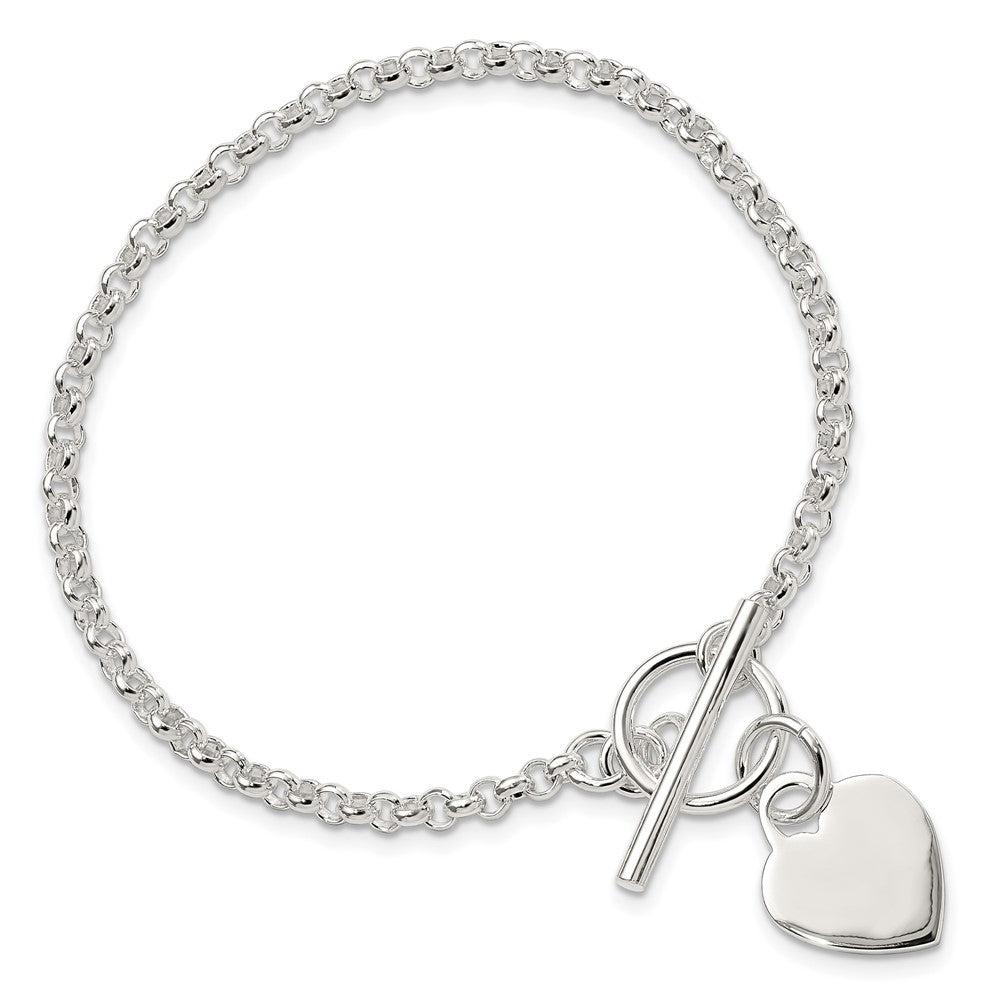 Sterling Silver Fancy Engraveable Heart Bracelet QG2172-7.5