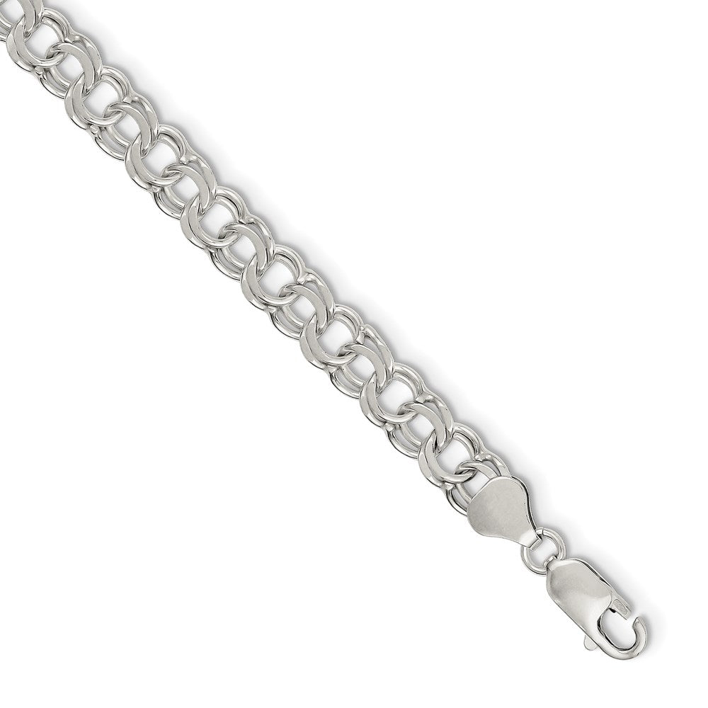 Sterling Silver 7.6mm Double Link Charm Bracelet QG2205-6