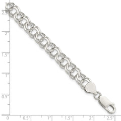Sterling Silver 7.6mm Double Link Charm Bracelet QG2205-7