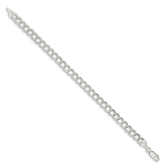 Sterling Silver 6mm Semi-Solid Double Link Charm Bracelet QG2209-6