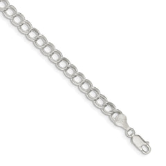 Sterling Silver 6mm Semi-Solid Double Link Charm Bracelet QG2209-6
