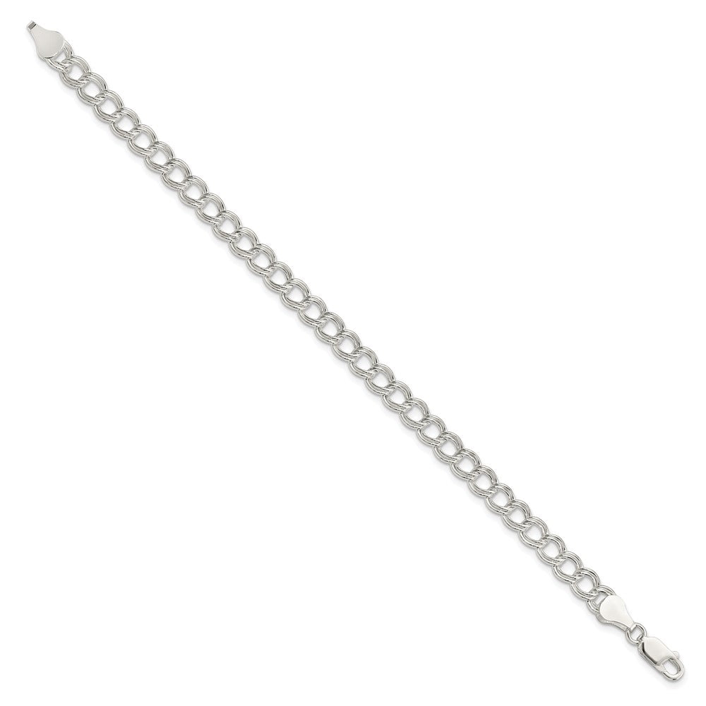 Sterling Silver 6mm Semi-Solid Double Link Charm Bracelet QG2209-7