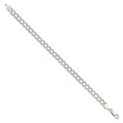 Sterling Silver 6mm Semi-Solid Double Link Charm Bracelet QG2209-7
