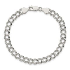Sterling Silver 6mm Semi-Solid Double Link Charm Bracelet QG2209-7