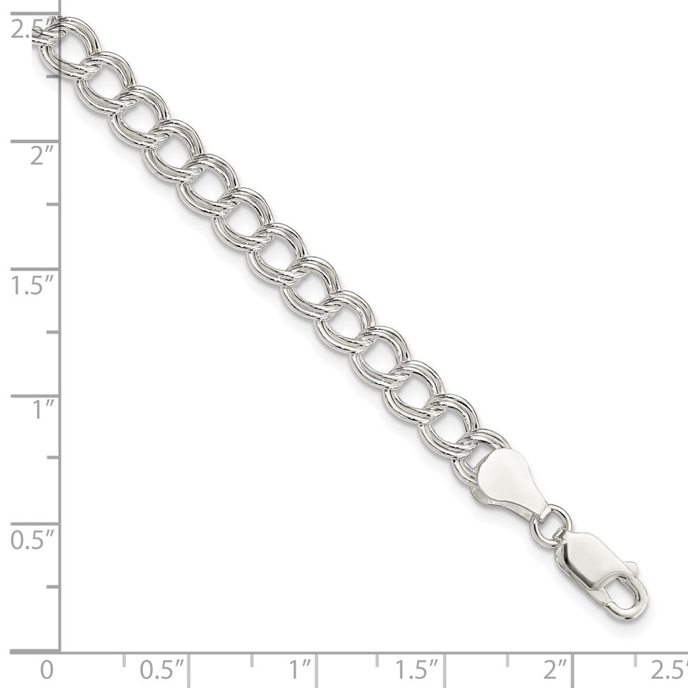 Sterling Silver 6mm Semi-Solid Double Link Charm Bracelet QG2209-7