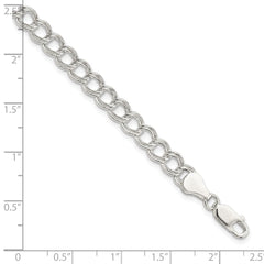 Sterling Silver 6mm Semi-Solid Double Link Charm Bracelet QG2209-7