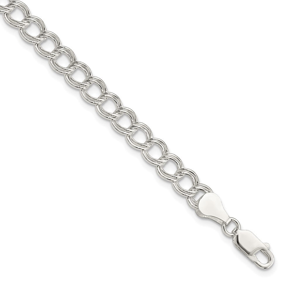 Sterling Silver 6mm Semi-Solid Double Link Charm Bracelet QG2209-7