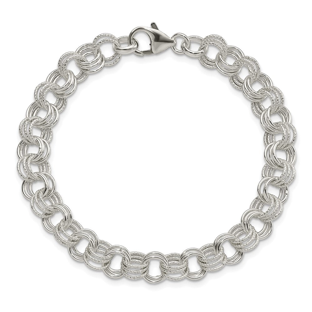Sterling Silver Triple Link Charm Bracelet QG2223-7.5