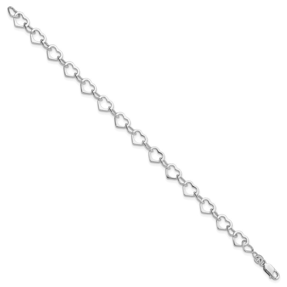 Sterling Silver Rhodium-plated Hearts Bracelet QG2260R-7.5