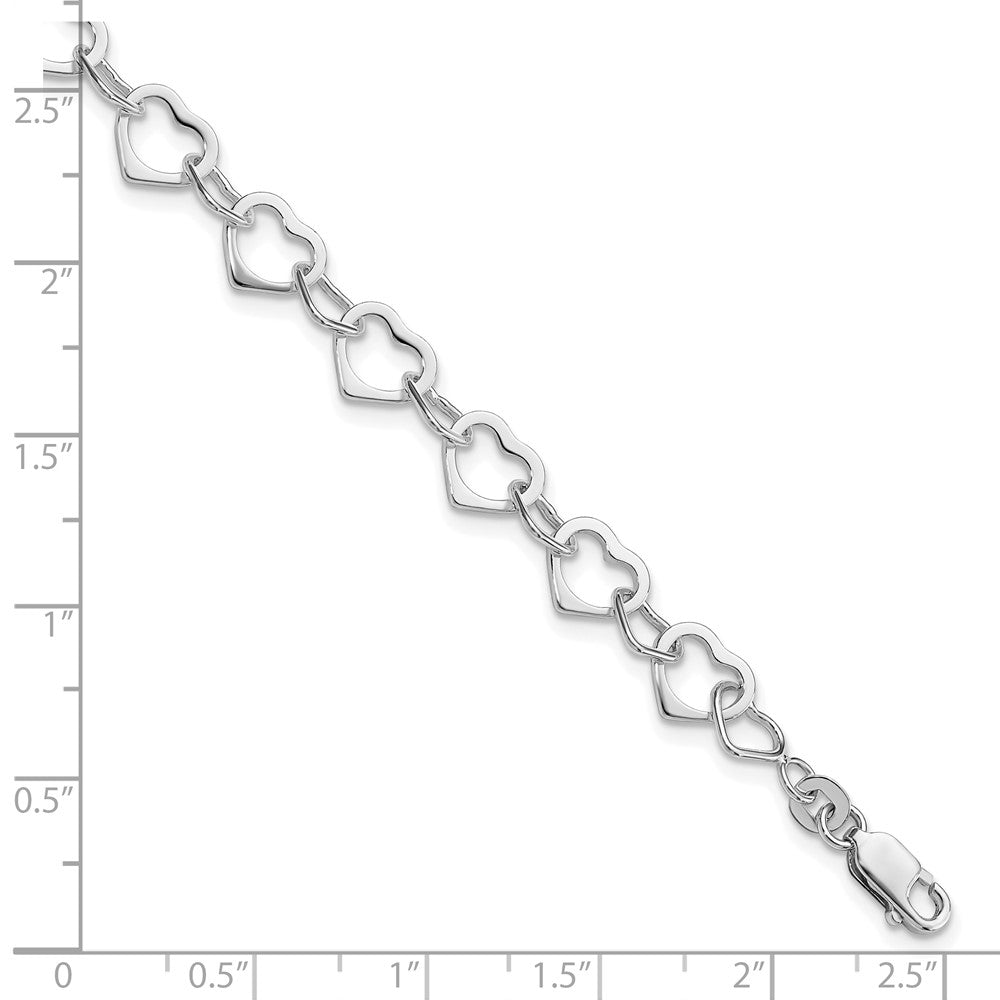 Sterling Silver Rhodium-plated Hearts Bracelet QG2260R-7.5