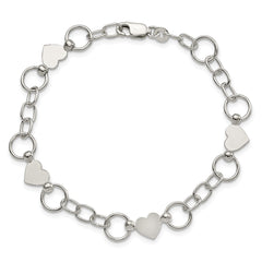 Sterling Silver Heart Bracelet QG2310-7.5