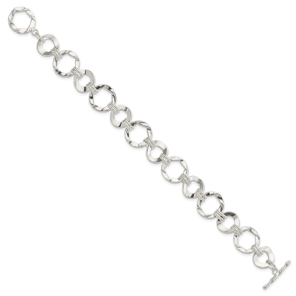 Sterling Silver Fancy Circle Link Bracelet QG2361-7.5