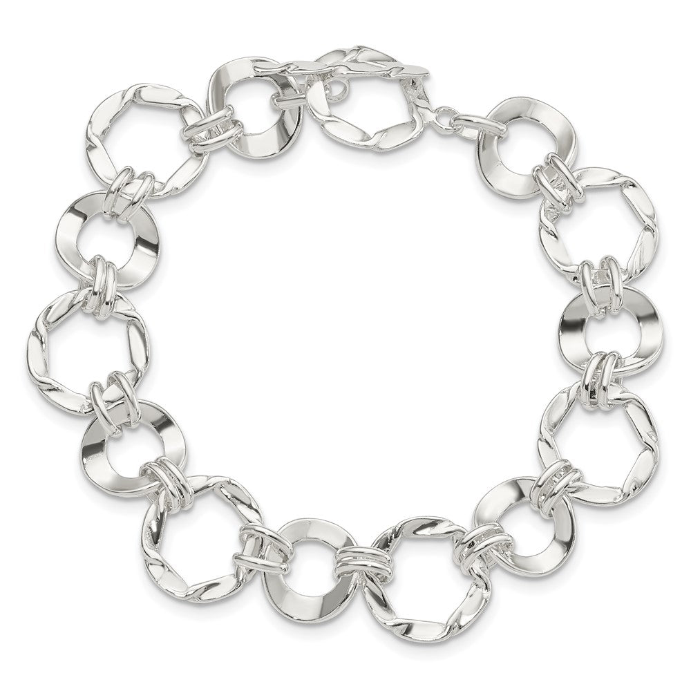 Sterling Silver Fancy Circle Link Bracelet QG2361-7.5