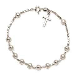 Sterling Silver Cross on Bead Bracelet QG2373-7.25