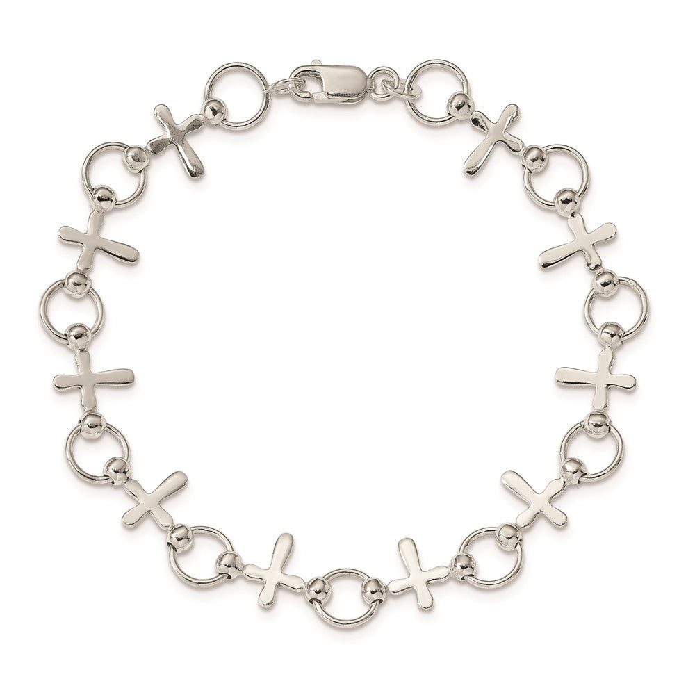 Sterling Silver Cross Bracelet QG2404-7.5