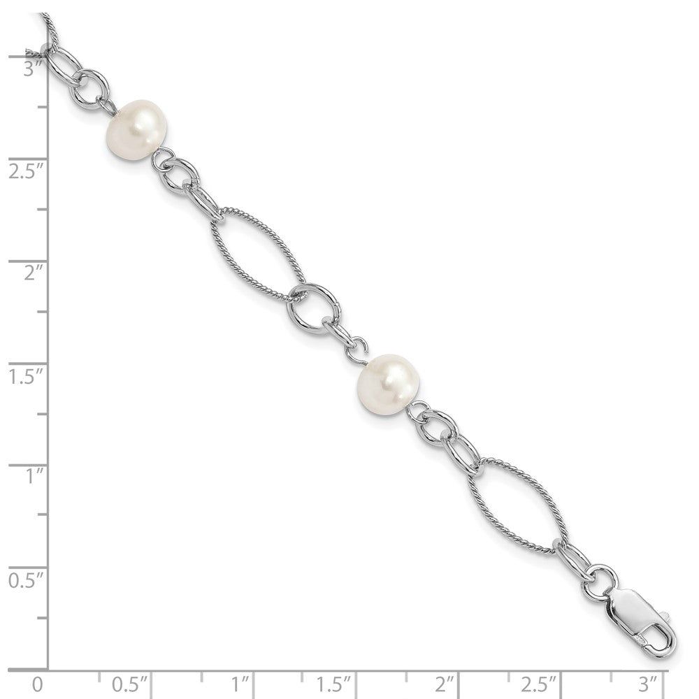 Sterling Silver Rhodium Freshwater Cultured Pearl Bracelet QG2484-7.75