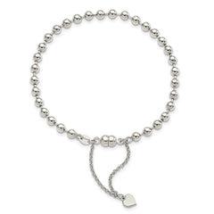 Amore La Vita Sterling Silver Rhodium-plated Polished 4MM Beaded Dangling Heart 7.5 inch Charm Bracelet with Magnetic Clasp QG2745R-7.5
