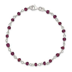 Sterling Silver Dark Red CZ Polished Bracelet QG2991-7.25