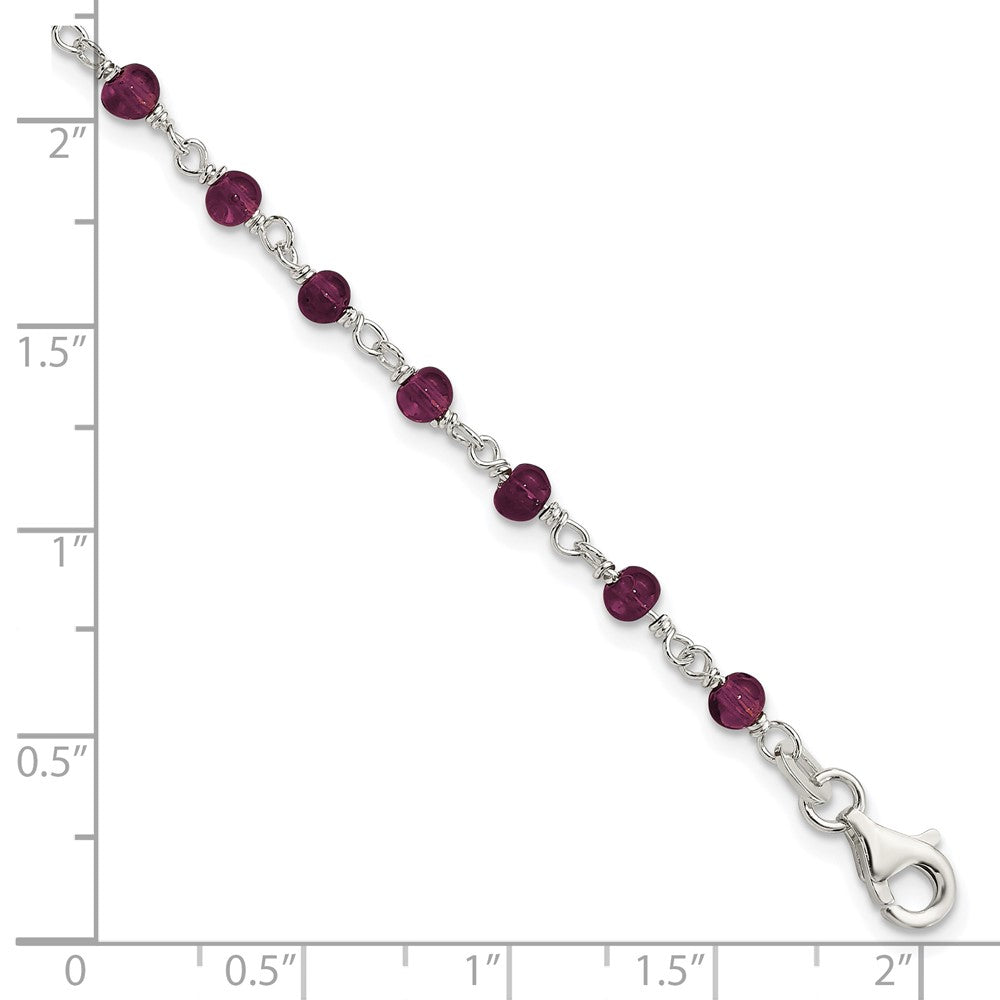 Sterling Silver Dark Red CZ Polished Bracelet QG2991-7.25