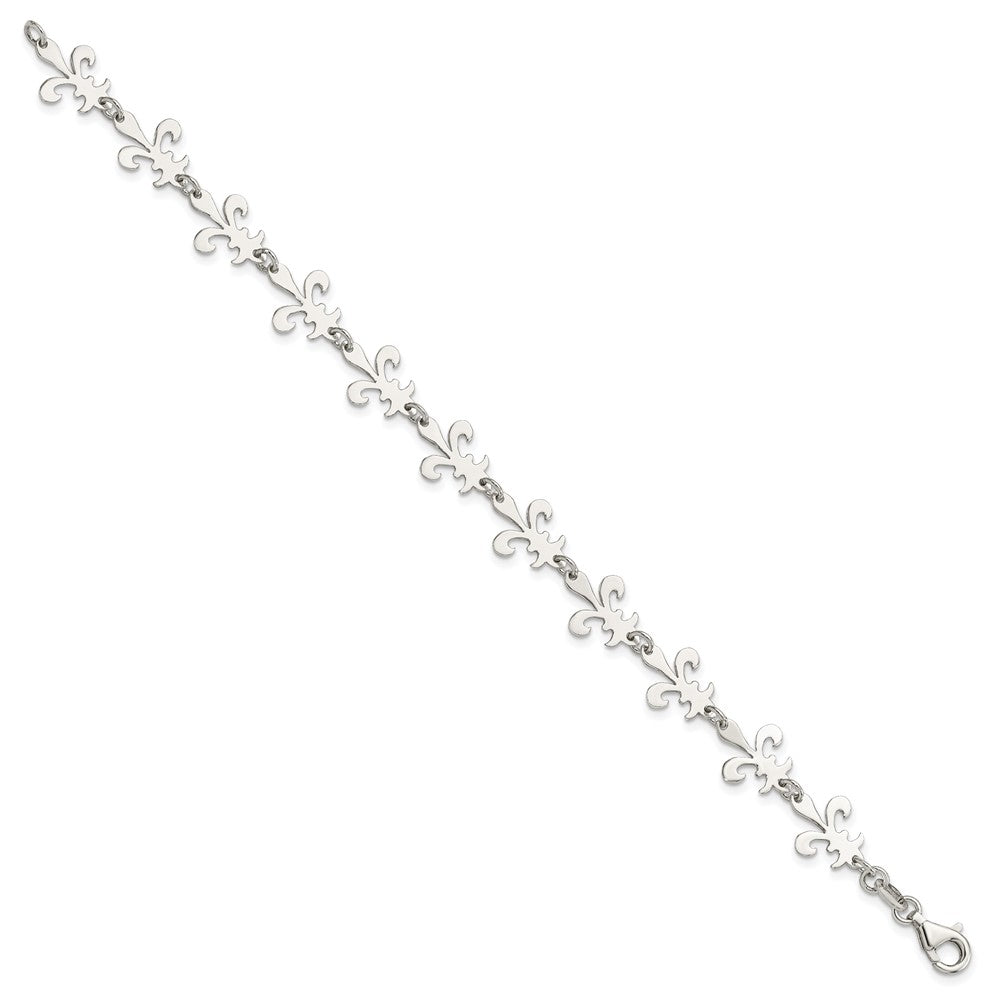 Sterling Silver Polished Fleur De Lis Bracelet QG3004-7.5