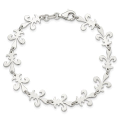 Sterling Silver Polished Fleur De Lis Bracelet QG3004-7.5