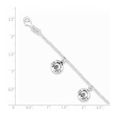 Sterling Silver Antiqued Claddagh Bracelet QG3005-7
