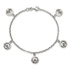 Sterling Silver Antiqued Claddagh Bracelet QG3005-7