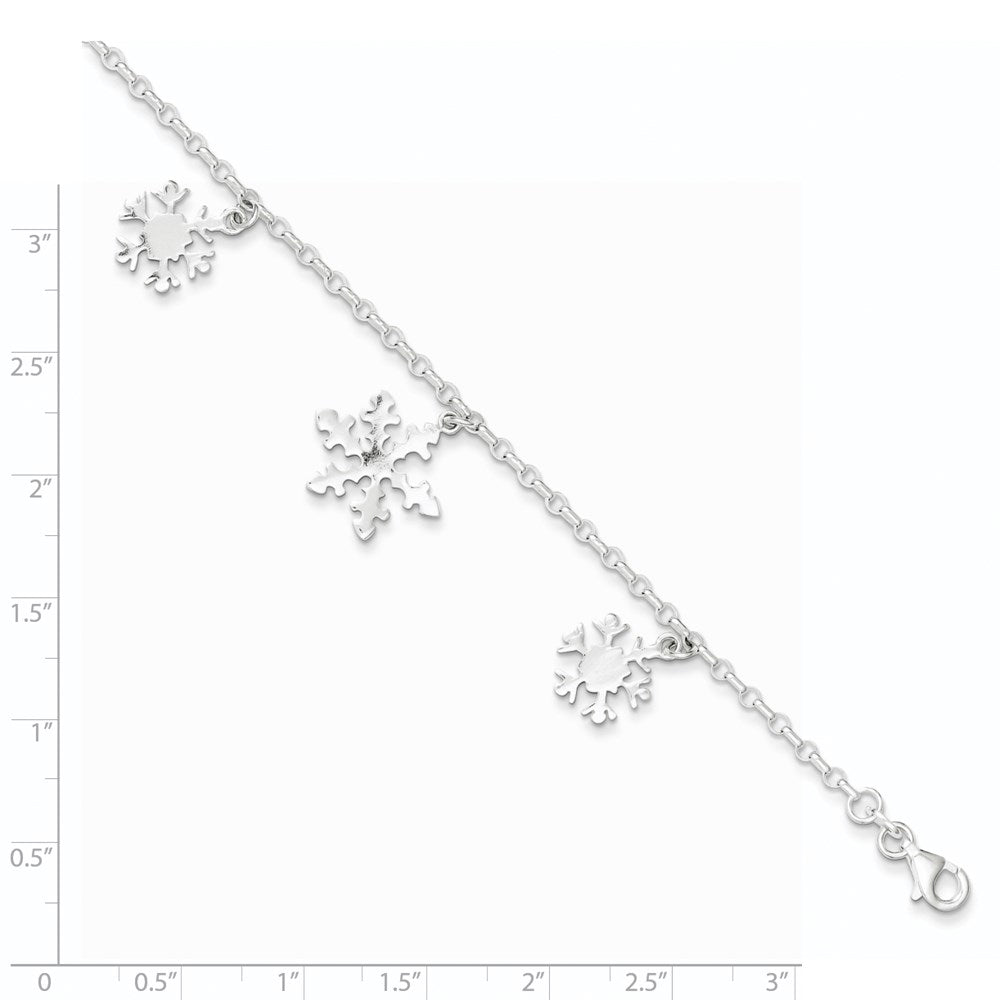 Sterling Silver Diamond-Cut Snowflake Bracelet QG3006-7.5