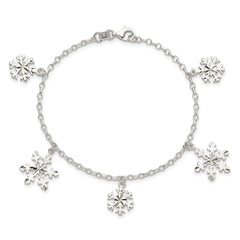 Sterling Silver Diamond-Cut Snowflake Bracelet QG3006-7.5