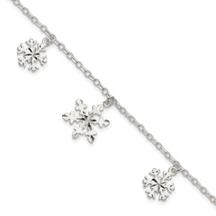 Sterling Silver Diamond-Cut Snowflake Bracelet QG3006-7.5