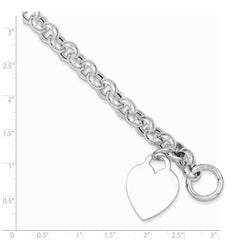Sterling Silver Engraveable Heart Toggle Bracelet QG3088-7.5